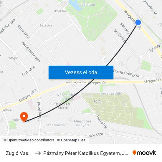 Zugló Vasútállomás to Pázmány Péter Katolikus Egyetem, Jog- És Államtudományi Kar map