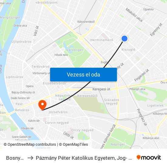 Bosnyák Tér to Pázmány Péter Katolikus Egyetem, Jog- És Államtudományi Kar map