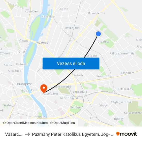 Vásárcsarnok to Pázmány Péter Katolikus Egyetem, Jog- És Államtudományi Kar map