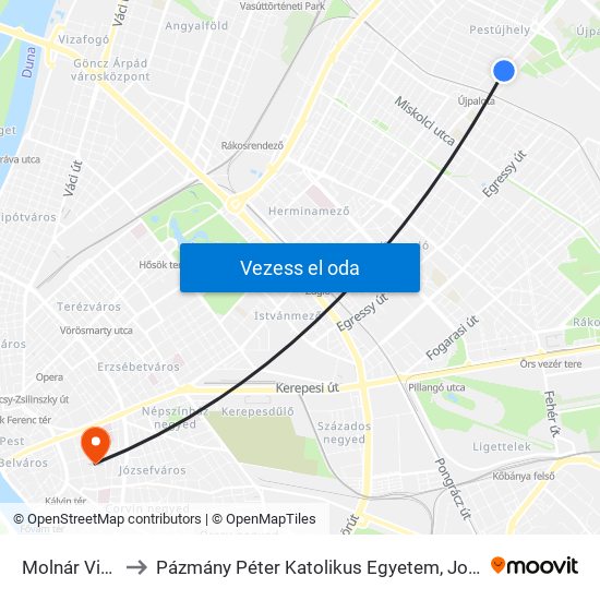 Molnár Viktor Utca to Pázmány Péter Katolikus Egyetem, Jog- És Államtudományi Kar map