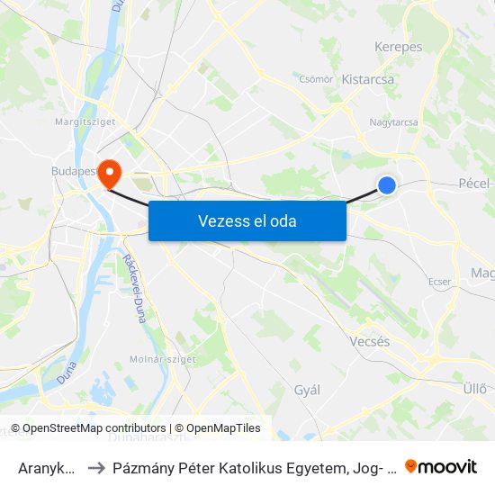 Aranykút Utca to Pázmány Péter Katolikus Egyetem, Jog- És Államtudományi Kar map