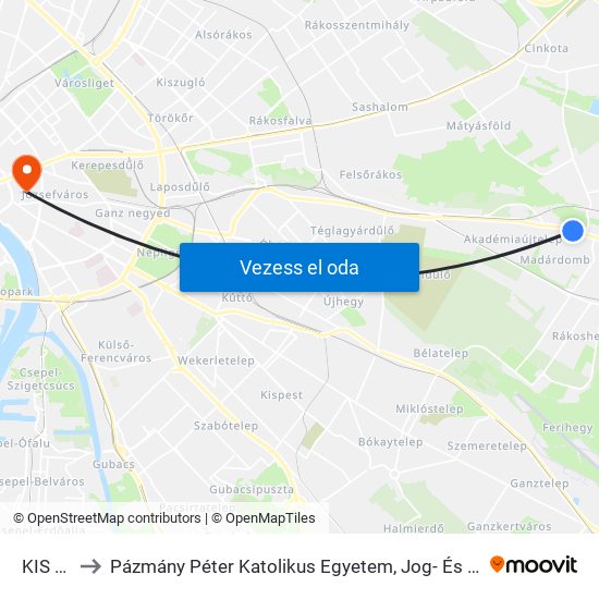 KIS Utca to Pázmány Péter Katolikus Egyetem, Jog- És Államtudományi Kar map