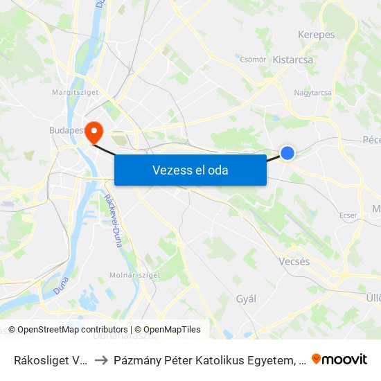 Rákosliget Vasútállomás to Pázmány Péter Katolikus Egyetem, Jog- És Államtudományi Kar map