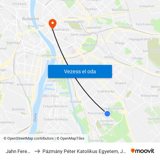 Jahn Ferenc Kórház to Pázmány Péter Katolikus Egyetem, Jog- És Államtudományi Kar map