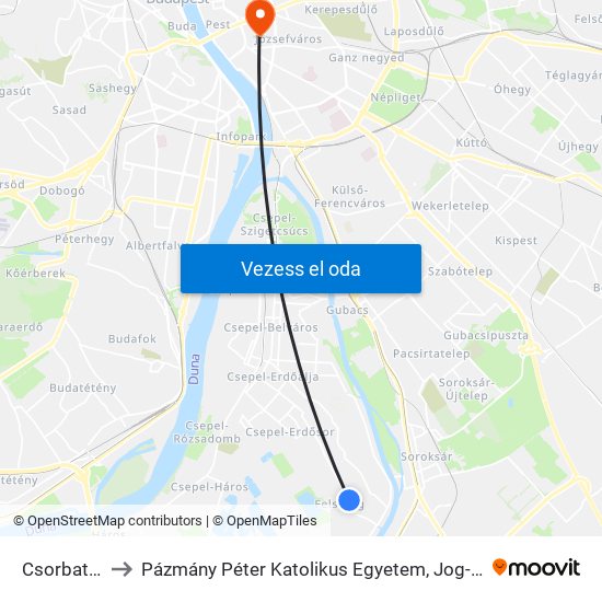 Csorbatói Utca to Pázmány Péter Katolikus Egyetem, Jog- És Államtudományi Kar map