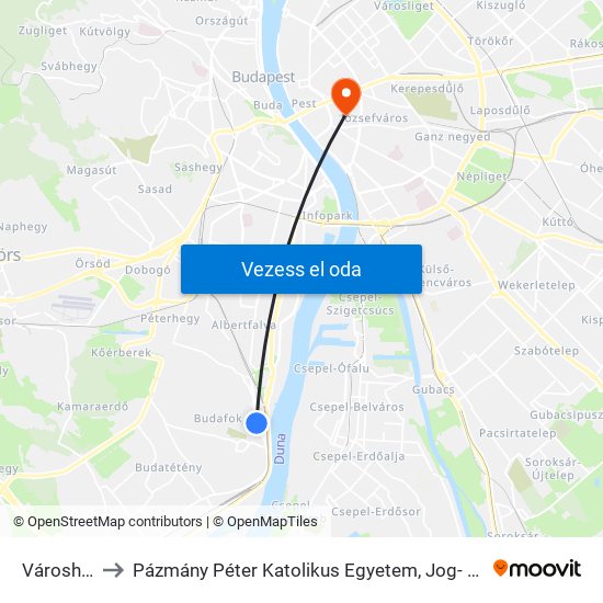 Városház Tér to Pázmány Péter Katolikus Egyetem, Jog- És Államtudományi Kar map