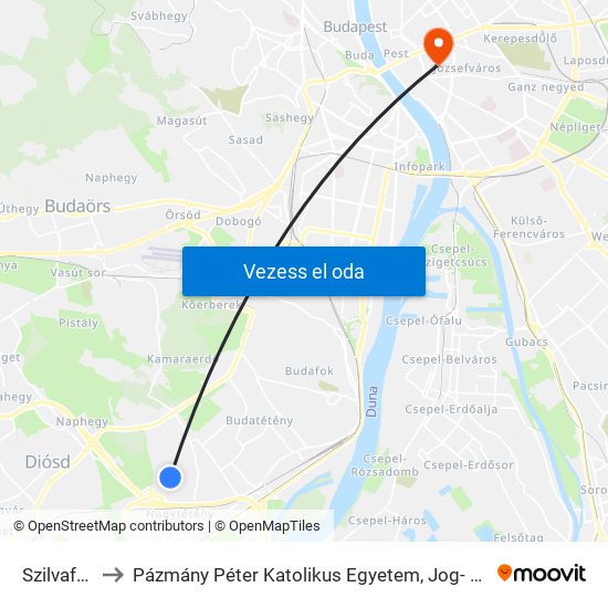 Szilvafa Utca to Pázmány Péter Katolikus Egyetem, Jog- És Államtudományi Kar map