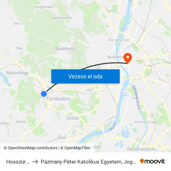 Hosszúrét Utca to Pázmány Péter Katolikus Egyetem, Jog- És Államtudományi Kar map