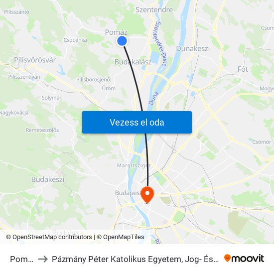 Pomáz H to Pázmány Péter Katolikus Egyetem, Jog- És Államtudományi Kar map