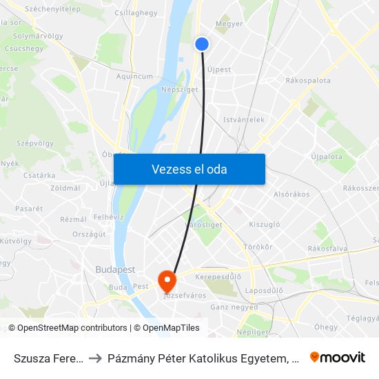 Szusza Ferenc Stadion to Pázmány Péter Katolikus Egyetem, Jog- És Államtudományi Kar map