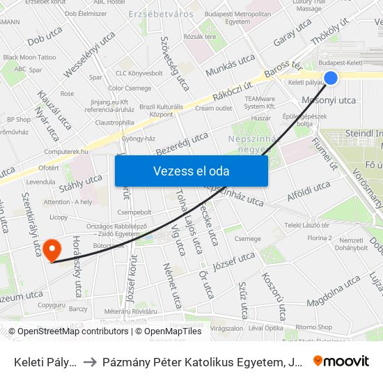 Keleti Pályaudvar M to Pázmány Péter Katolikus Egyetem, Jog- És Államtudományi Kar map