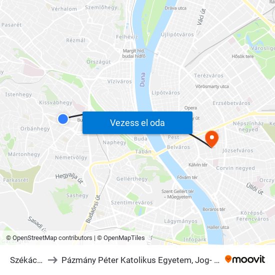 Székács Utca to Pázmány Péter Katolikus Egyetem, Jog- És Államtudományi Kar map