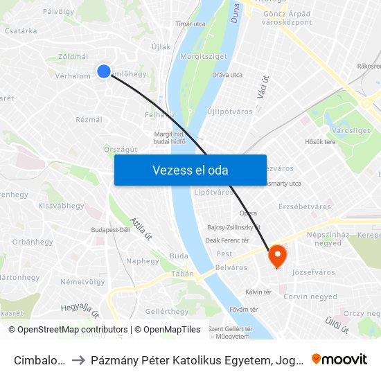 Cimbalom Utca to Pázmány Péter Katolikus Egyetem, Jog- És Államtudományi Kar map