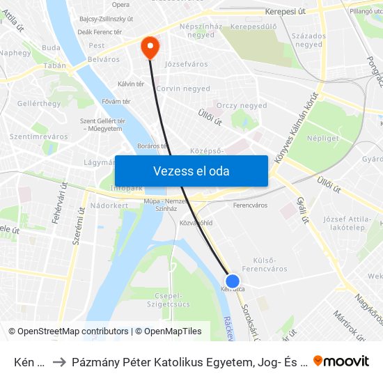 Kén Utca to Pázmány Péter Katolikus Egyetem, Jog- És Államtudományi Kar map