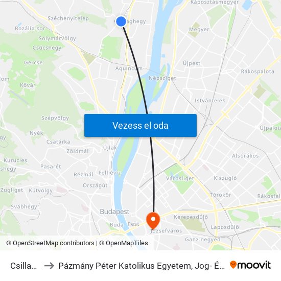 Csillaghegy to Pázmány Péter Katolikus Egyetem, Jog- És Államtudományi Kar map