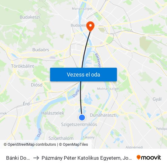 Bánki Donát Utca to Pázmány Péter Katolikus Egyetem, Jog- És Államtudományi Kar map