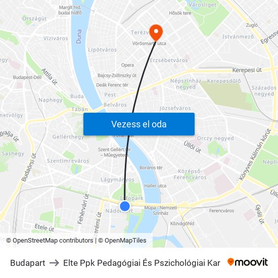 Budapart to Elte Ppk Pedagógiai És Pszichológiai Kar map