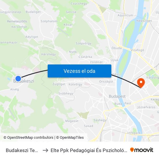 Budakeszi Temető to Elte Ppk Pedagógiai És Pszichológiai Kar map