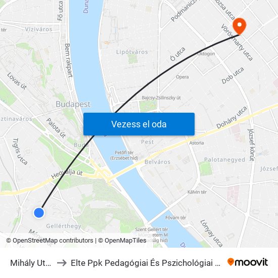 Mihály Utca to Elte Ppk Pedagógiai És Pszichológiai Kar map