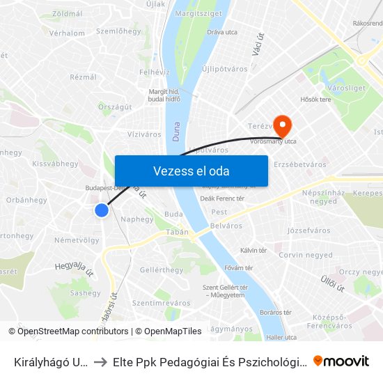 Királyhágó Utca to Elte Ppk Pedagógiai És Pszichológiai Kar map