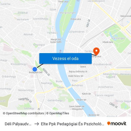 Déli Pályaudvar M to Elte Ppk Pedagógiai És Pszichológiai Kar map