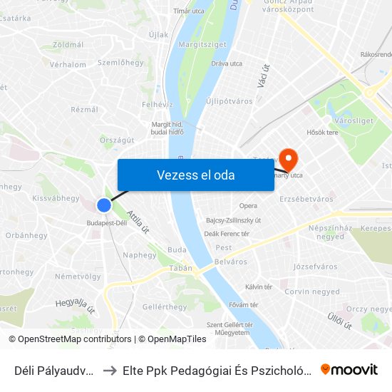 Déli Pályaudvar M to Elte Ppk Pedagógiai És Pszichológiai Kar map