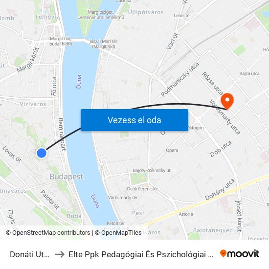 Donáti Utca to Elte Ppk Pedagógiai És Pszichológiai Kar map