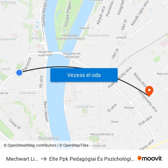 Mechwart Liget to Elte Ppk Pedagógiai És Pszichológiai Kar map