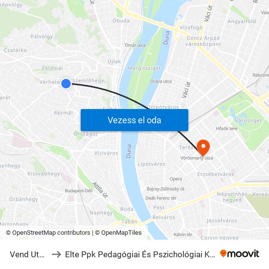 Vend Utca to Elte Ppk Pedagógiai És Pszichológiai Kar map