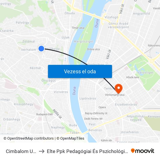 Cimbalom Utca to Elte Ppk Pedagógiai És Pszichológiai Kar map