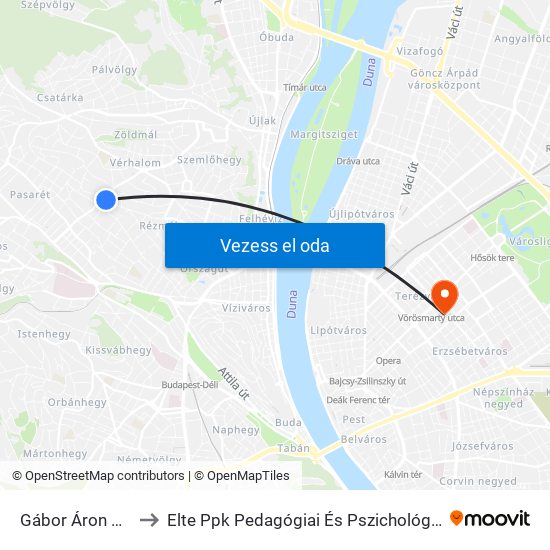 Gábor Áron Utca to Elte Ppk Pedagógiai És Pszichológiai Kar map