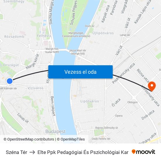 Széna Tér to Elte Ppk Pedagógiai És Pszichológiai Kar map