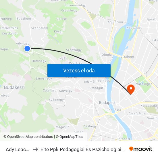 Ady Lépcső to Elte Ppk Pedagógiai És Pszichológiai Kar map