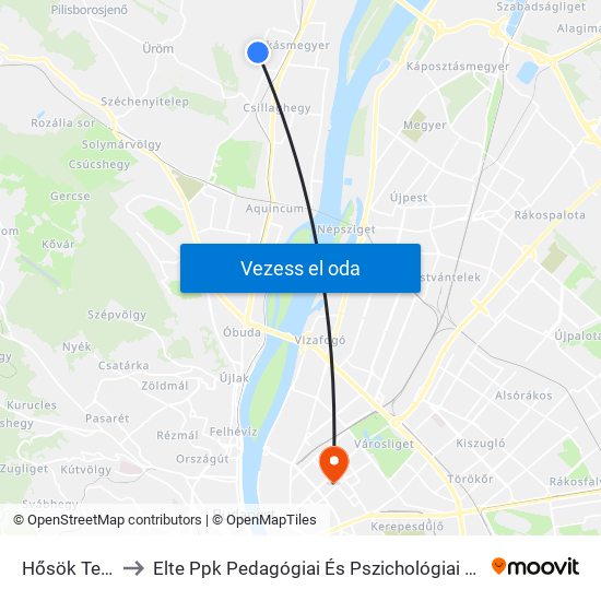 Hősök Tere to Elte Ppk Pedagógiai És Pszichológiai Kar map