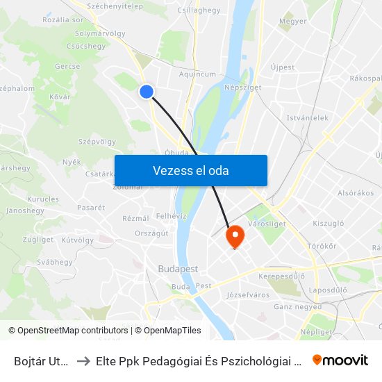 Bojtár Utca to Elte Ppk Pedagógiai És Pszichológiai Kar map