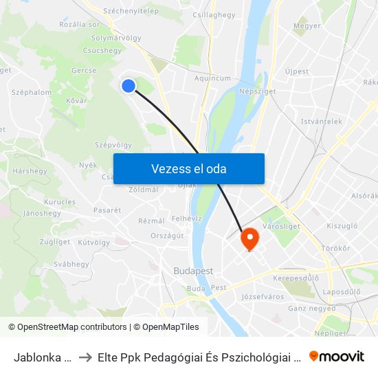 Jablonka Út to Elte Ppk Pedagógiai És Pszichológiai Kar map