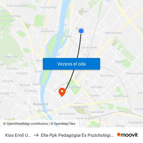 Kiss Ernő Utca to Elte Ppk Pedagógiai És Pszichológiai Kar map