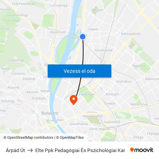 Árpád Út to Elte Ppk Pedagógiai És Pszichológiai Kar map