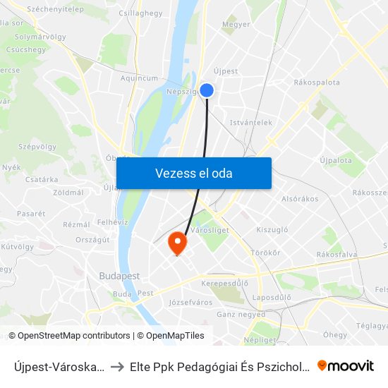 Újpest-Városkapu M to Elte Ppk Pedagógiai És Pszichológiai Kar map