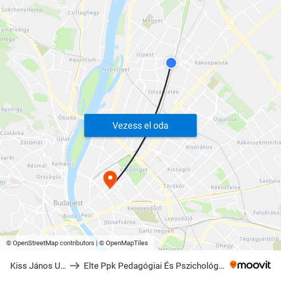 Kiss János Utca to Elte Ppk Pedagógiai És Pszichológiai Kar map