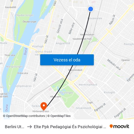 Berlini Utca to Elte Ppk Pedagógiai És Pszichológiai Kar map