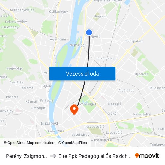 Perényi Zsigmond Utca to Elte Ppk Pedagógiai És Pszichológiai Kar map
