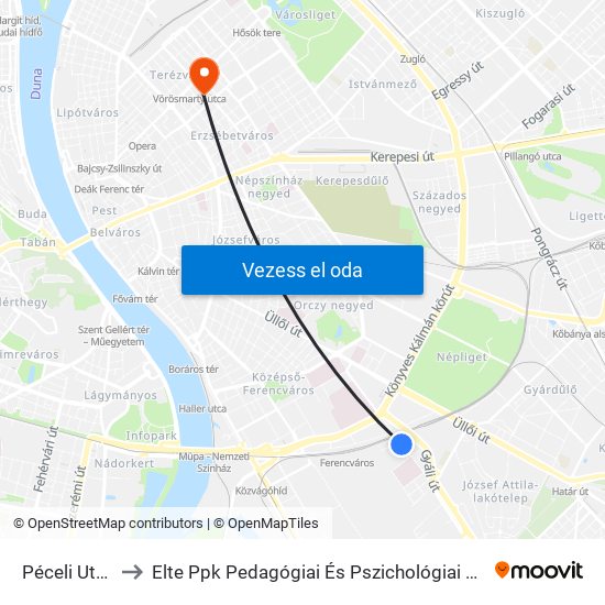 Péceli Utca to Elte Ppk Pedagógiai És Pszichológiai Kar map