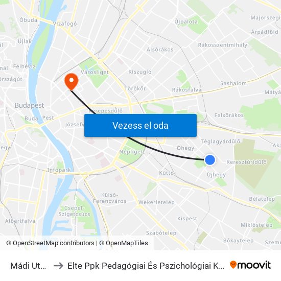 Mádi Utca to Elte Ppk Pedagógiai És Pszichológiai Kar map