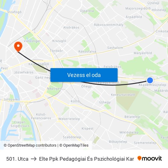 501. Utca to Elte Ppk Pedagógiai És Pszichológiai Kar map