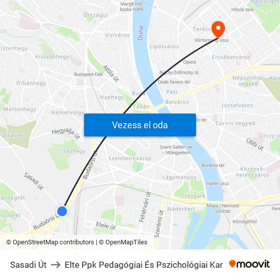 Sasadi Út to Elte Ppk Pedagógiai És Pszichológiai Kar map