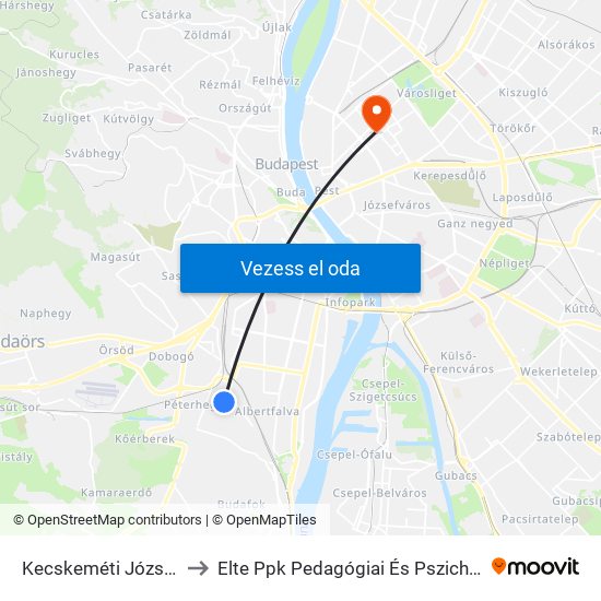 Kecskeméti József Utca to Elte Ppk Pedagógiai És Pszichológiai Kar map