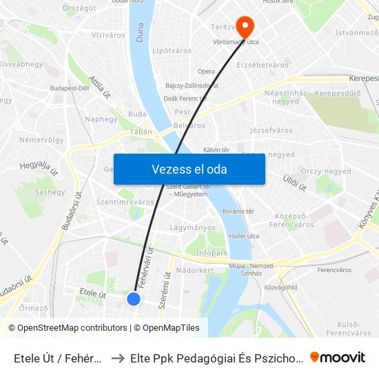 Etele Út / Fehérvári Út to Elte Ppk Pedagógiai És Pszichológiai Kar map