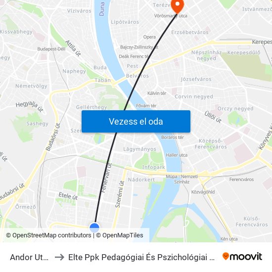 Andor Utca to Elte Ppk Pedagógiai És Pszichológiai Kar map