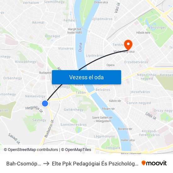 Bah-Csomópont to Elte Ppk Pedagógiai És Pszichológiai Kar map